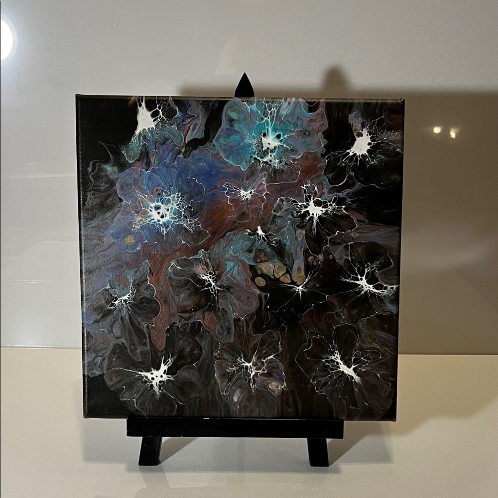 Abstract Floral Canvas Art in Black and White